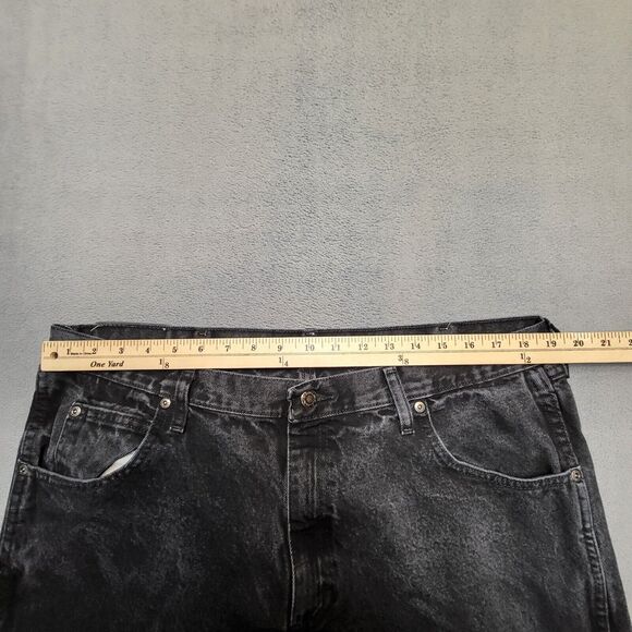 Wrangler Rugged Jeans Mens 38x30 Black Straight Leg Distressed Denim - Picture 8 of 10